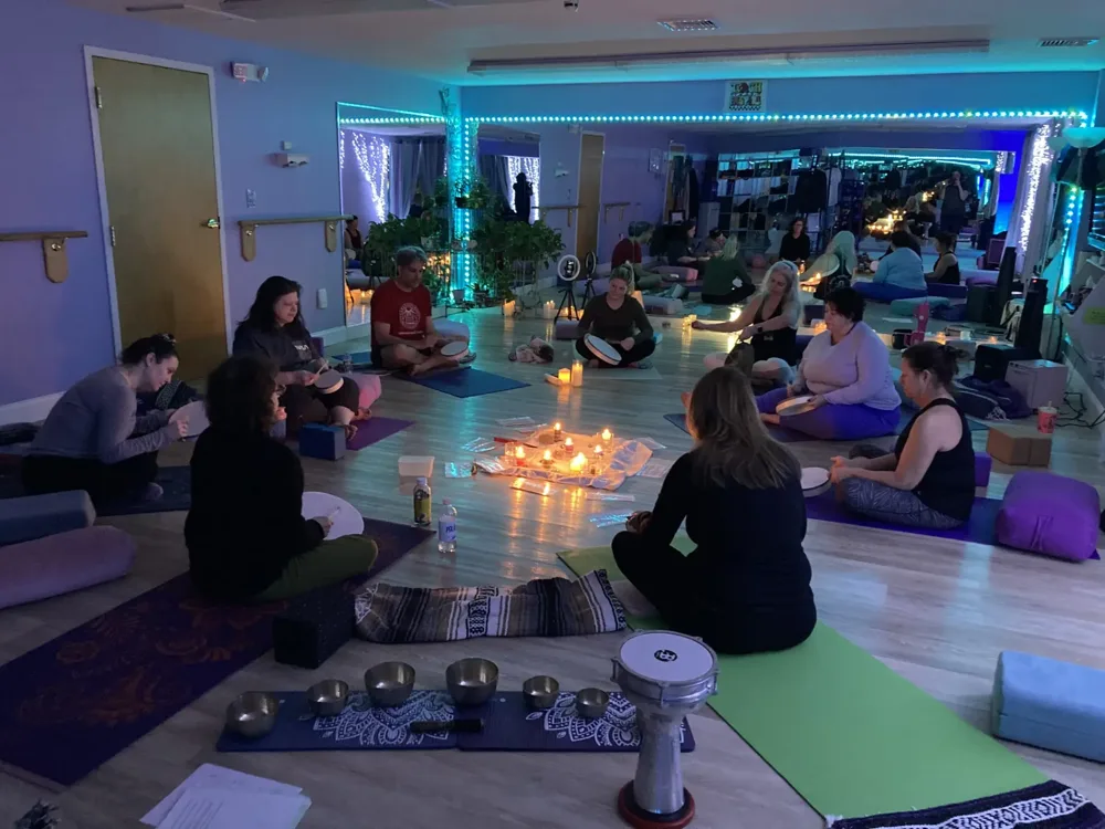 Candlelit drum circle and sound bath in the studio